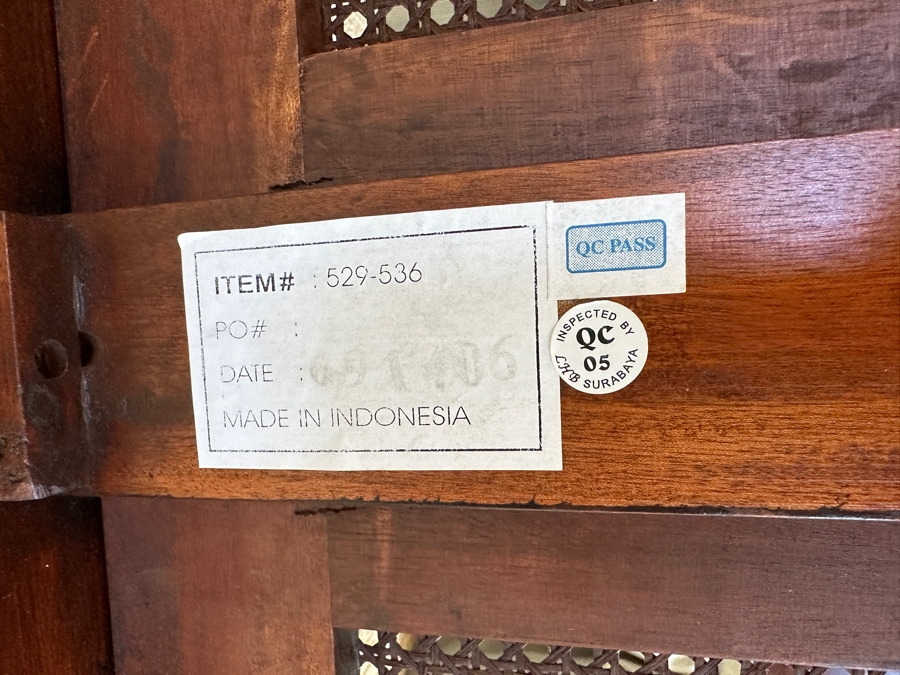 Cane and Wood Bench with Cushion 65'W x 22'D x 23'H [Photo 6]