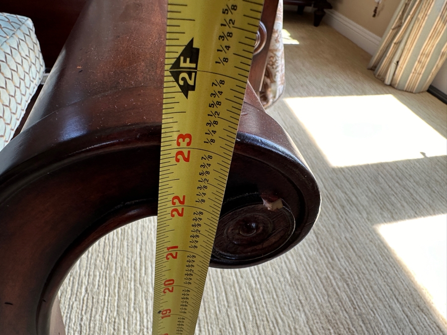 Cane and Wood Bench with Cushion 65'W x 22'D x 23'H [Photo 9]