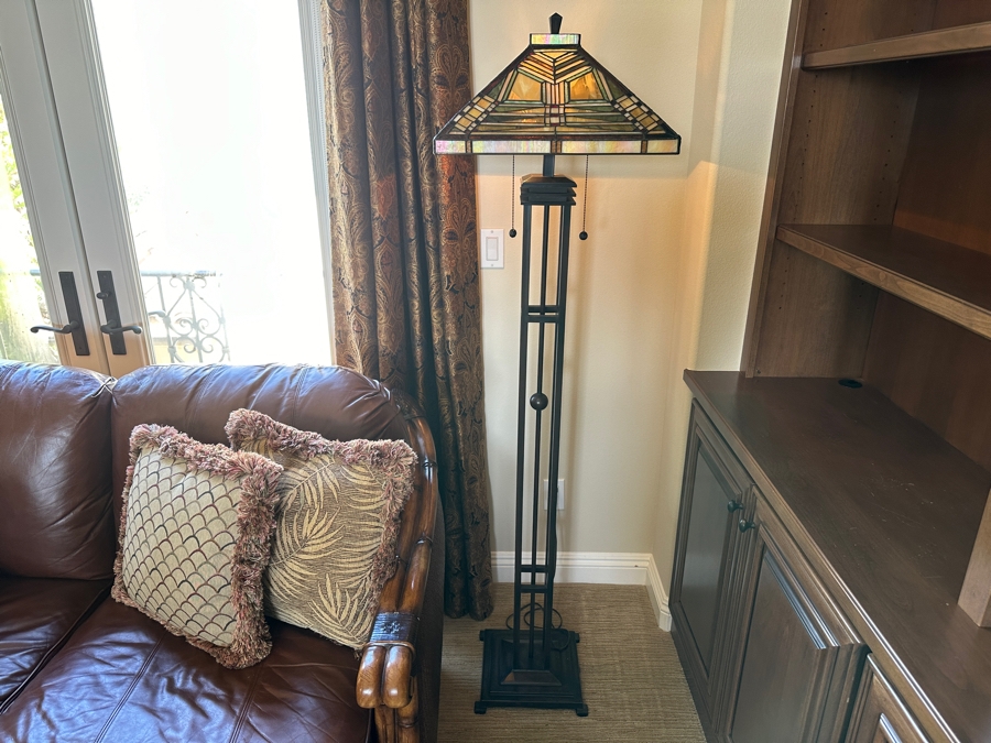 Dale Tiffany Aurora Mission Floor Lamp with Bronze and Stained Glass Shade 66.5'H [Photo 2]