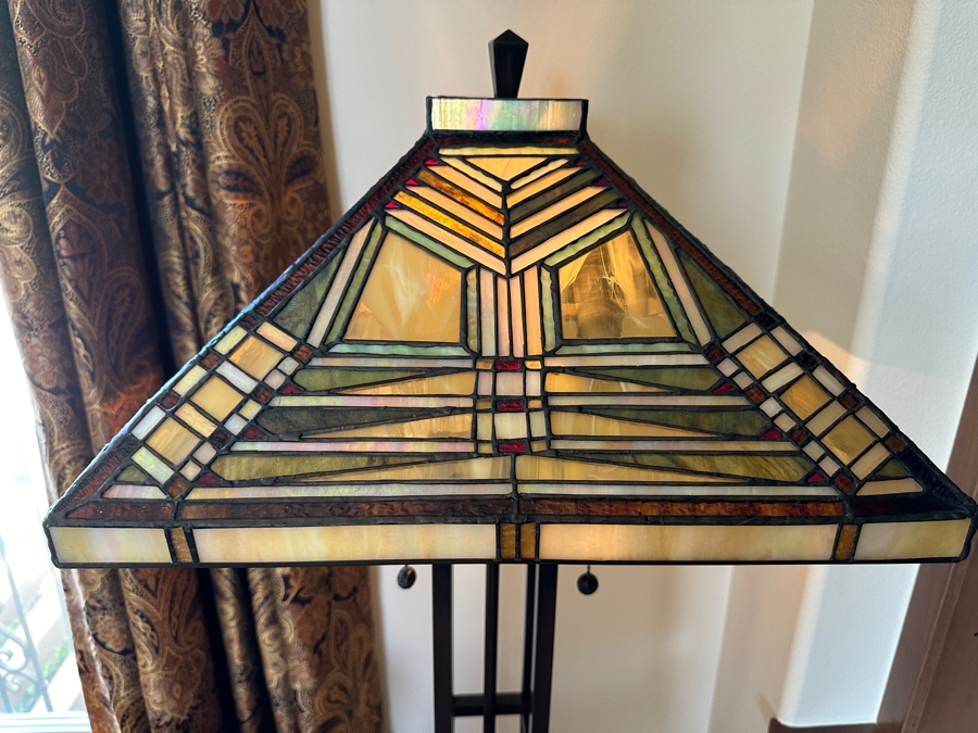 Dale Tiffany Aurora Mission Floor Lamp with Bronze and Stained Glass Shade 66.5'H [Photo 3]