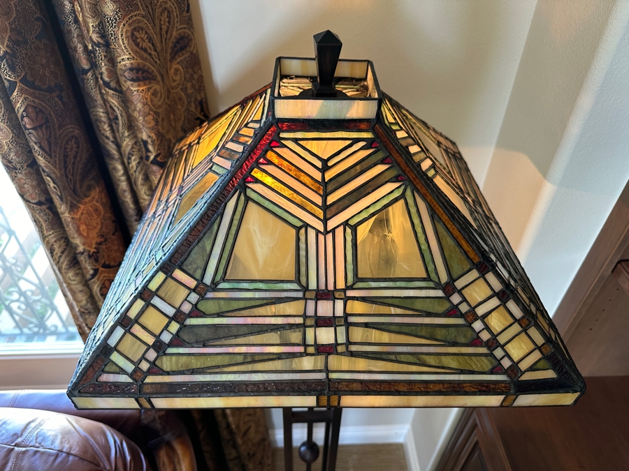 Dale Tiffany Aurora Mission Floor Lamp with Bronze and Stained Glass Shade 66.5'H [Photo 4]