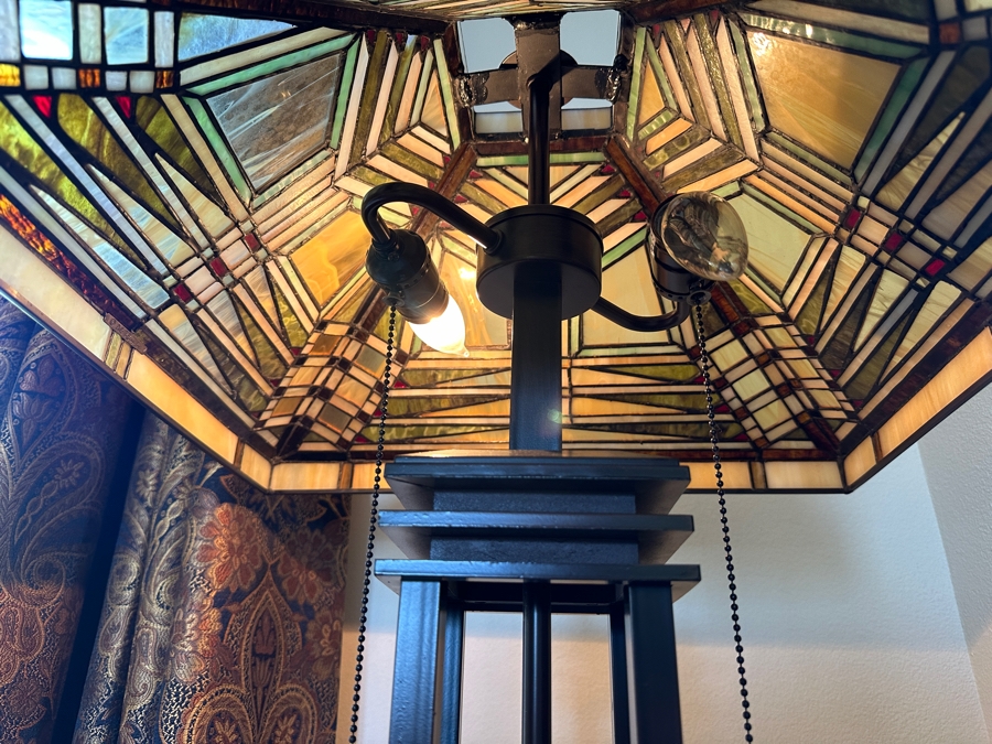 Dale Tiffany Aurora Mission Floor Lamp with Bronze and Stained Glass Shade 66.5'H [Photo 7]