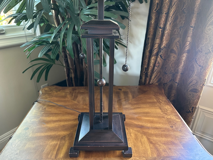 Dale Tiffany Aurora Mission Table Lamp with Bronze and Stained Glass Shade 26'H [Photo 6]