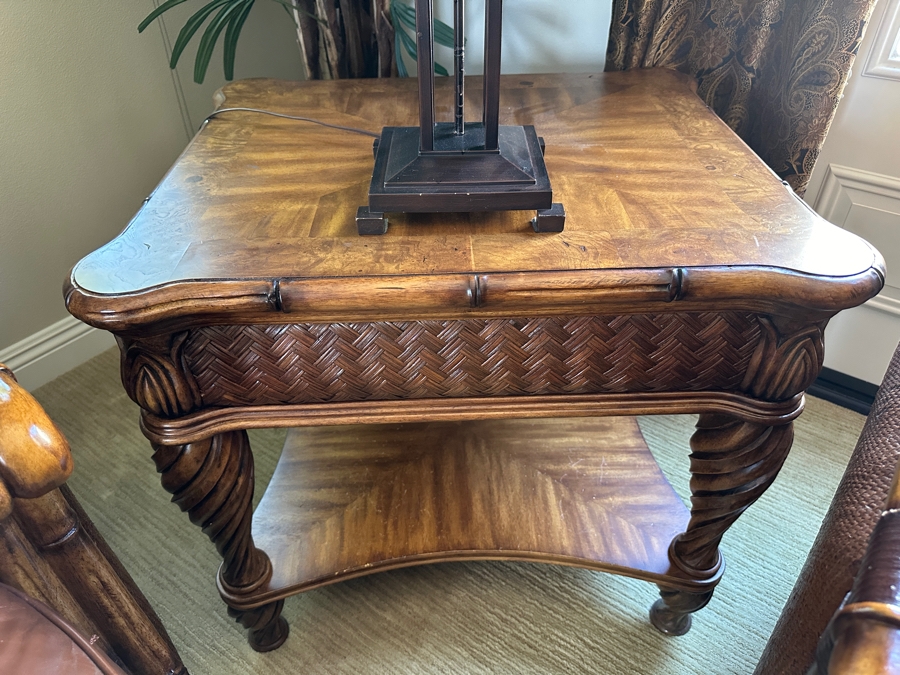 Schnadig Furniture Wooden End Table With Drawer 29'W x 29'D x 26'H