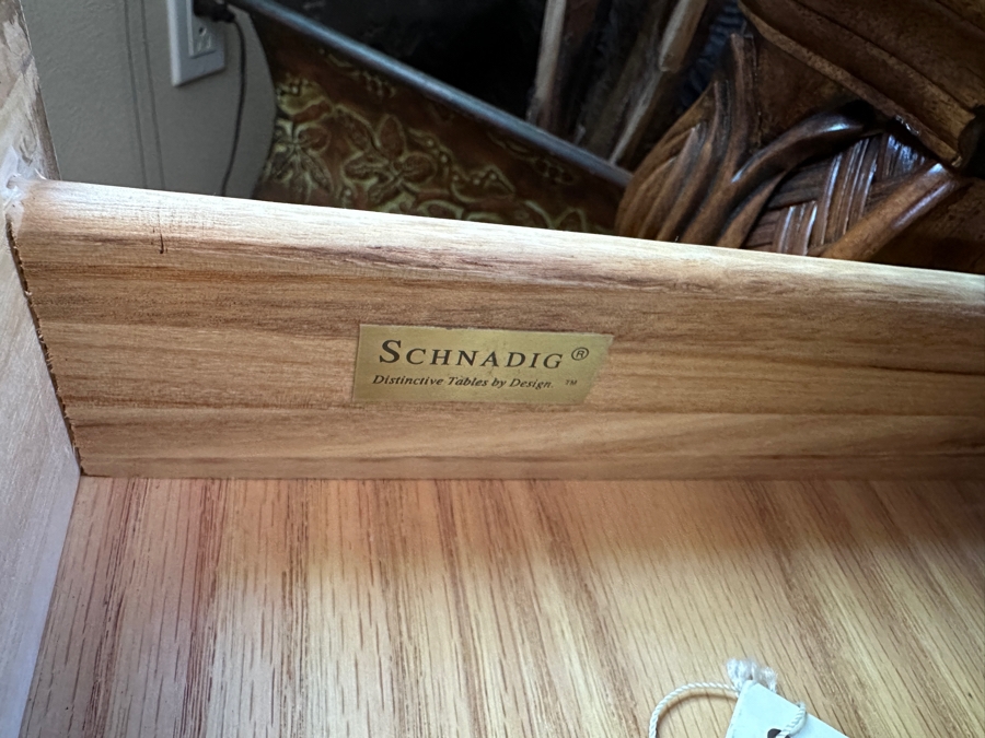 Schnadig Furniture Wooden End Table With Drawer 29'W x 29'D x 26'H [Photo 5]