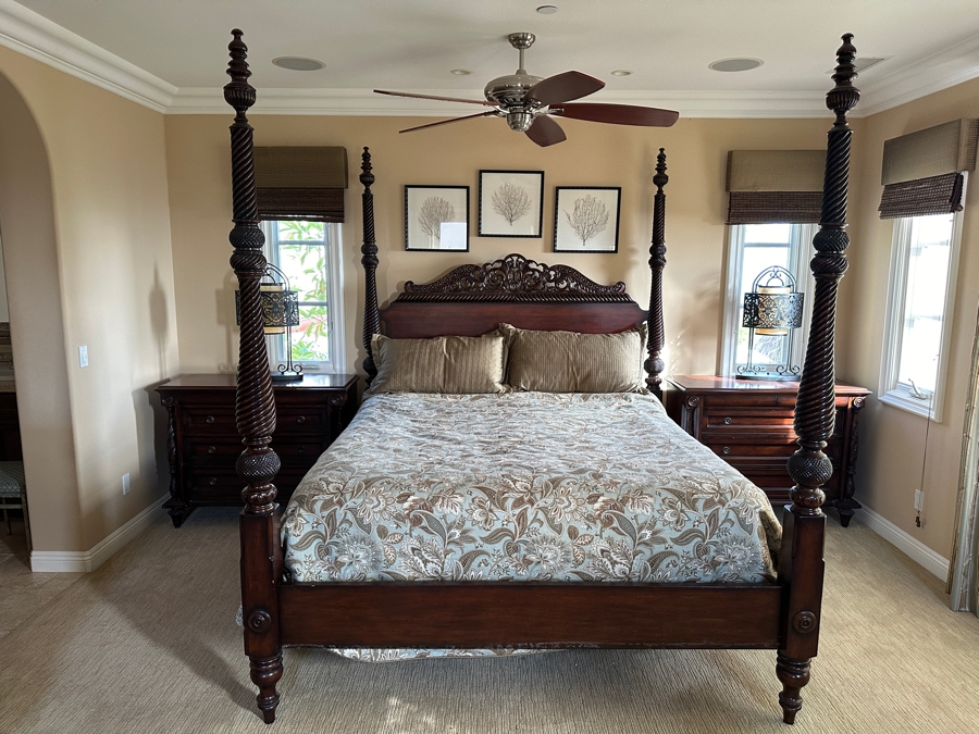 Lexington Tommy Bahama Mahogany 4 Poster Rumba Del Sol Cal-King Bed (Does not include Mattresses or Bedding)