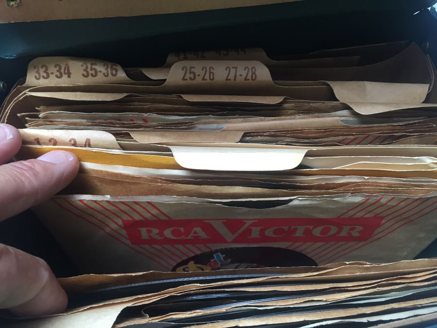 Green 45 Vinyl Record Carrying Tote with 45's [Photo 3]