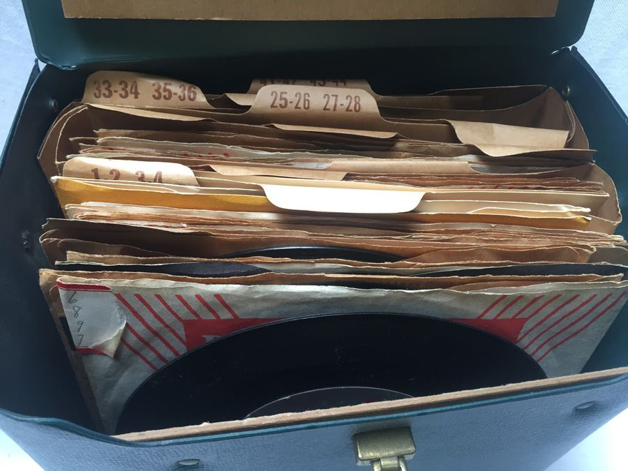 Green 45 Vinyl Record Carrying Tote with 45's [Photo 2]