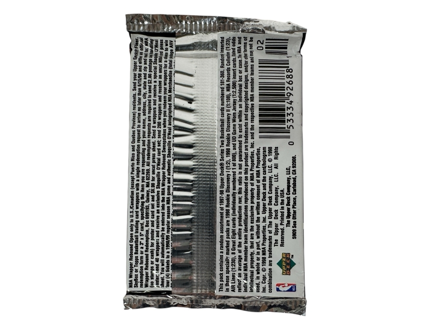 1997-98 Upper Deck Series Two Basketball Cards - 10 Cards - May Contain Ultra-Rare Michael Jordan Signed Game Jersey Card (GJ13S) That Sold For $1.4M - Read Details Page Before Bidding - Pack #104 [Photo 2]