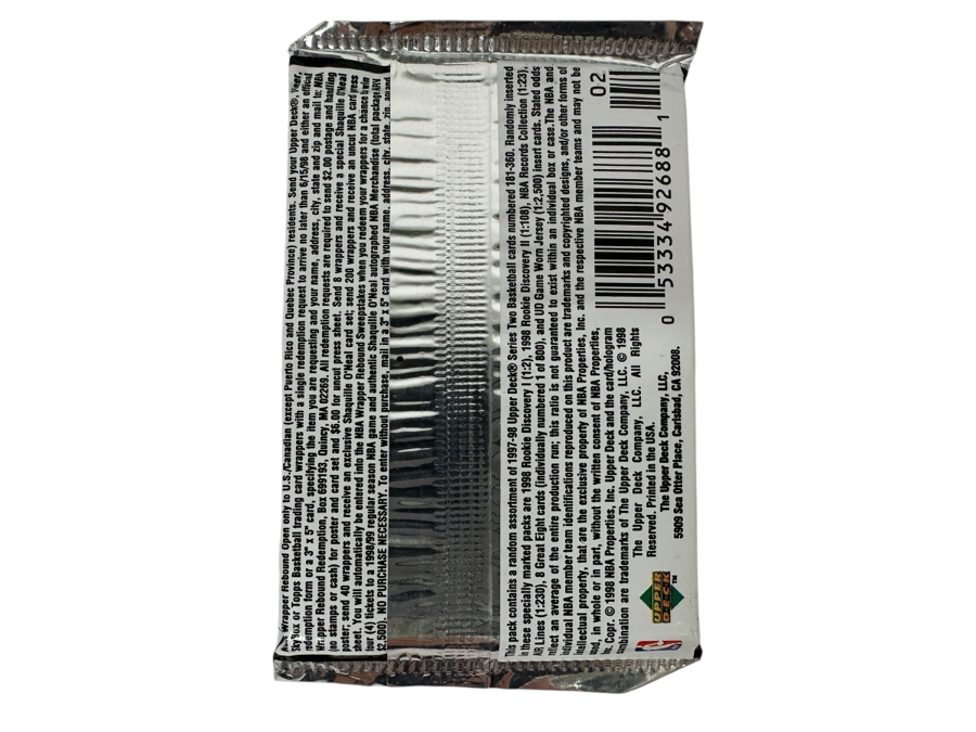 1997-98 Upper Deck Series Two Basketball Cards - 10 Cards - May Contain Ultra-Rare Michael Jordan Signed Game Jersey Card (GJ13S) That Sold For $1.4M - Read Details Page Before Bidding - Pack #106 [Photo 2]