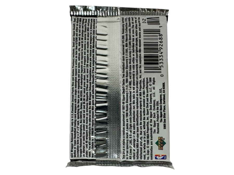 1997-98 Upper Deck Series Two Basketball Cards - 10 Cards - May Contain Ultra-Rare Michael Jordan Signed Game Jersey Card (GJ13S) That Sold For $1.4M - Read Details Page Before Bidding - Pack #110 [Photo 2]