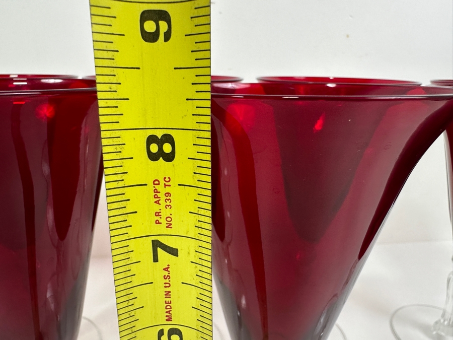 Set of (9) Vintage Ruby by Cambridge Water Goblets 8.25'H [Photo 5]