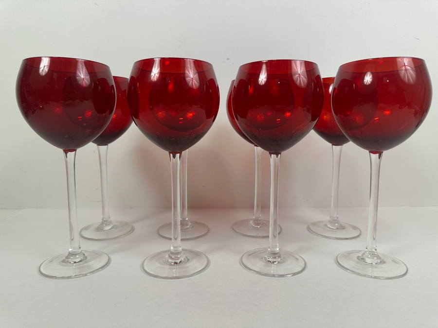 Set of (8) Lenox Ruby Balloon Wine Glasses 9'H [Photo 3]