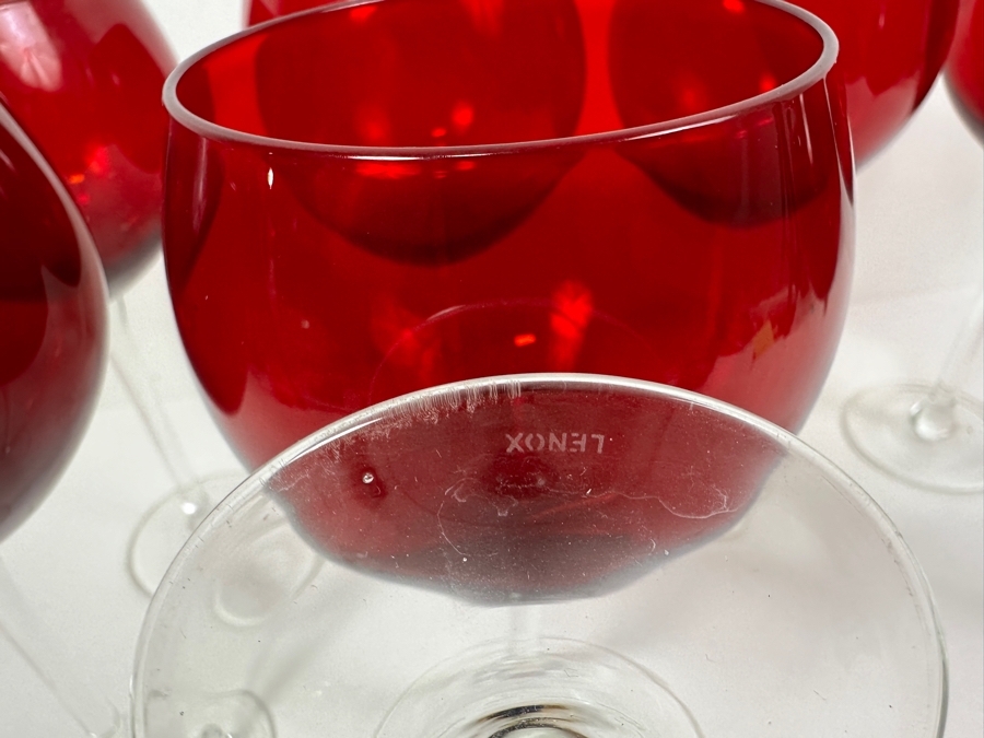 Set of (8) Lenox Ruby Balloon Wine Glasses 9'H [Photo 6]