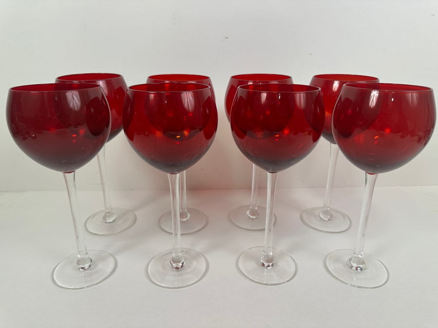 Set of (8) Lenox Ruby Balloon Wine Glasses 9'H [Photo 2]