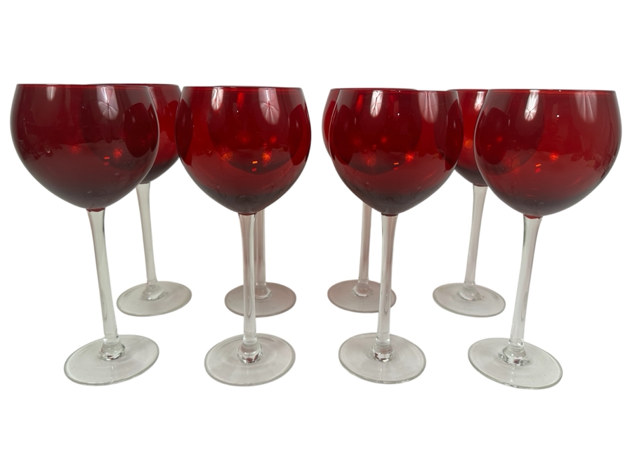 Set of (8) Lenox Ruby Balloon Wine Glasses 9'H [Photo 1]