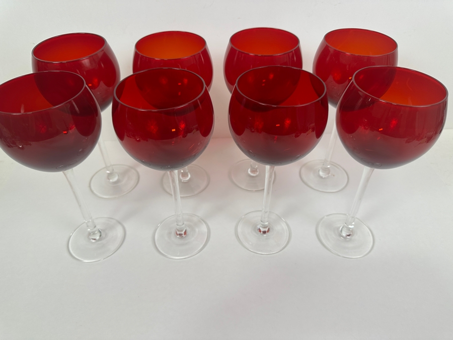 Set of (8) Lenox Ruby Balloon Wine Glasses 9'H [Photo 4]