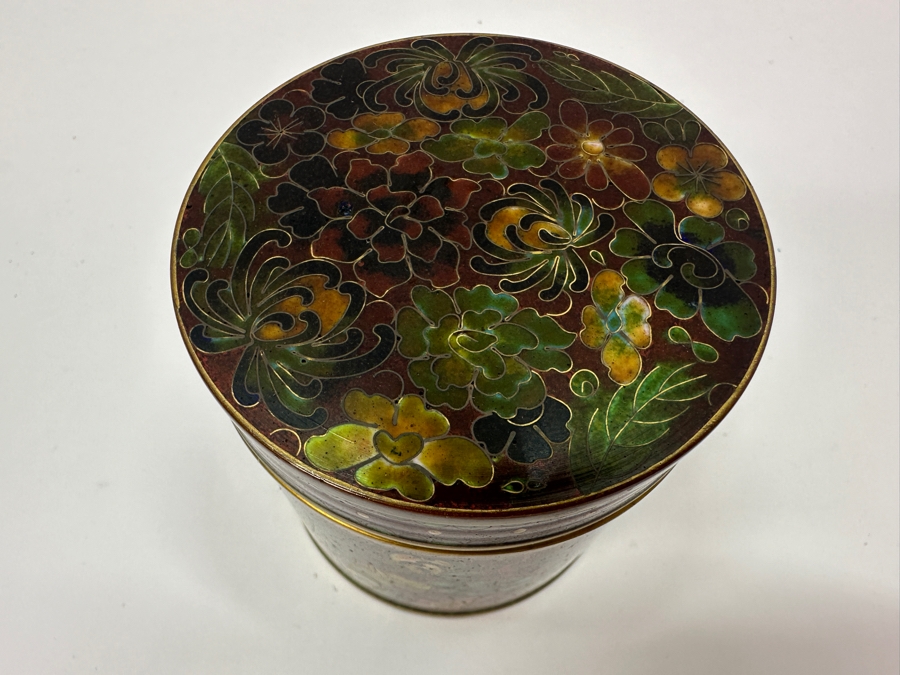 Chinese Cloisonné Lidded Jar / Tea Canister 3.25'H [Photo 4]