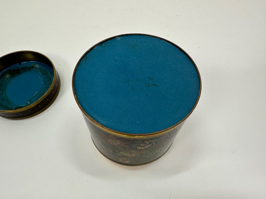 Chinese Cloisonné Lidded Jar / Tea Canister 3.25'H [Photo 7]