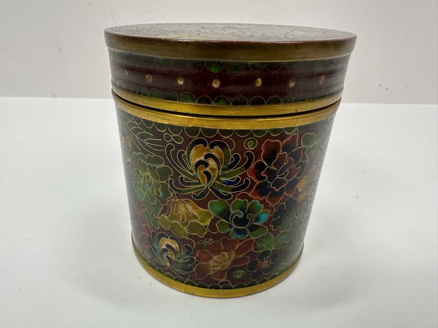 Chinese Cloisonné Lidded Jar / Tea Canister 3.25'H [Photo 3]