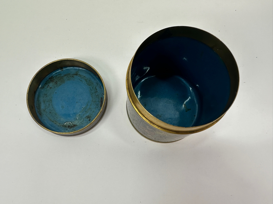 Chinese Cloisonné Lidded Jar / Tea Canister 3.25'H [Photo 6]
