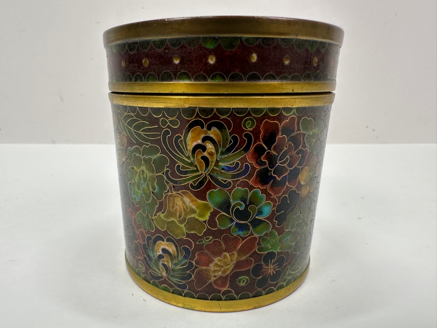 Chinese Cloisonné Lidded Jar / Tea Canister 3.25'H [Photo 2]