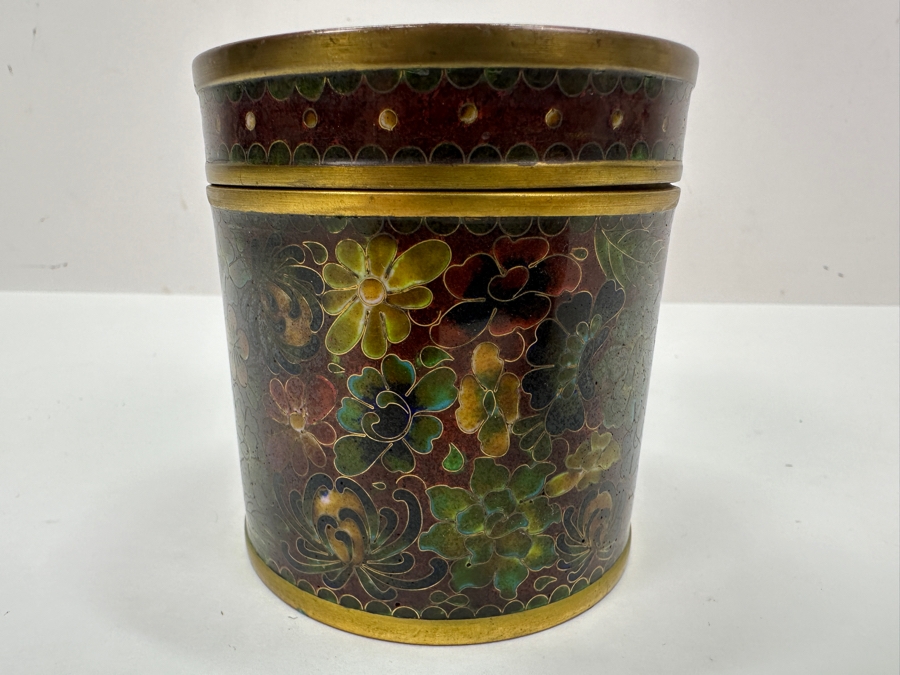 Chinese Cloisonné Lidded Jar / Tea Canister 3.25'H [Photo 5]