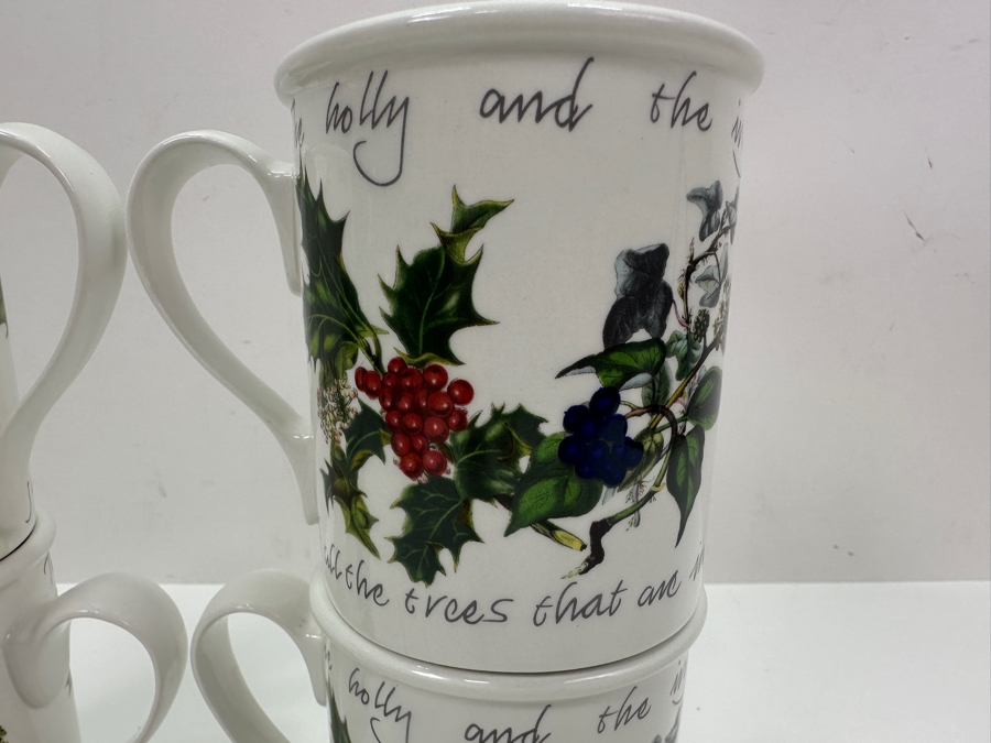 (4) Portmeirion The Holly & The Ivy By Anwyl Cooper-Willis Coffee Cups Made In Britain 3.75'H [Photo 2]
