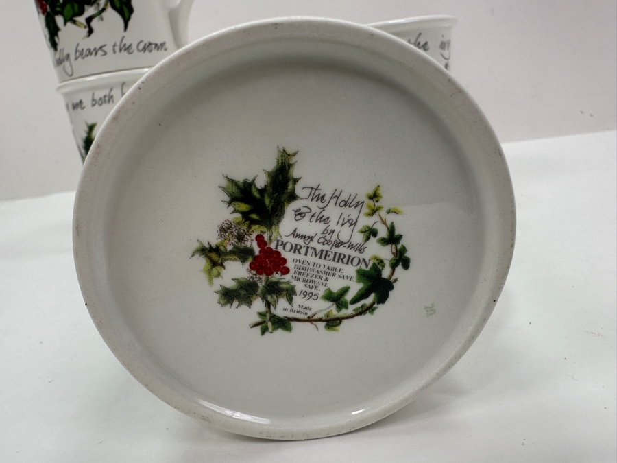 (4) Portmeirion The Holly & The Ivy By Anwyl Cooper-Willis Coffee Cups Made In Britain 3.75'H [Photo 4]