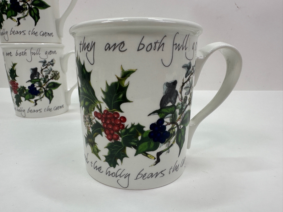 (4) Portmeirion The Holly & The Ivy By Anwyl Cooper-Willis Coffee Cups Made In Britain 3.75'H [Photo 3]