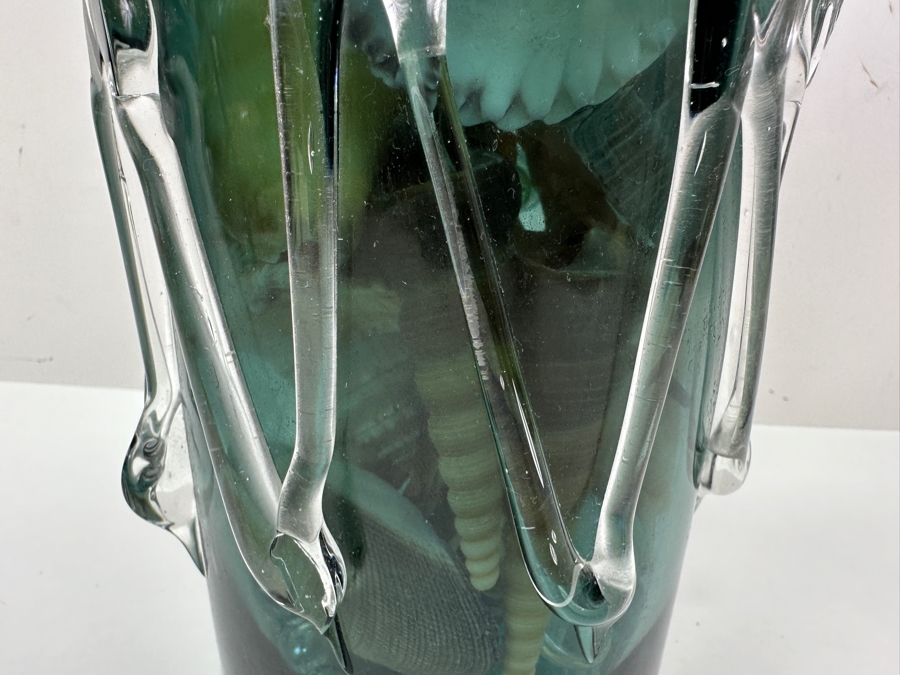 Handblown Glass Vase Filled With Organic Seashells 13.5'H [Photo 3]