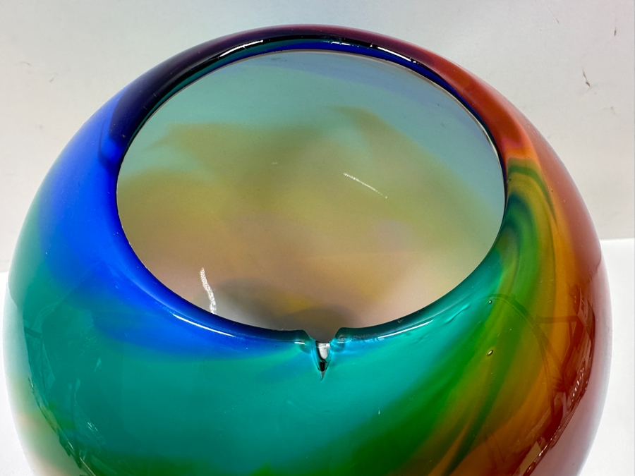 Signed Art Glass Urn Jar With Fish Finial 16'H [Photo 11]