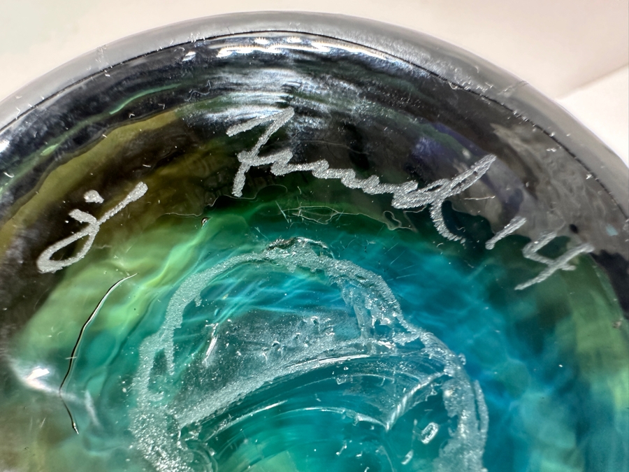 Signed Art Glass Urn Jar With Fish Finial 16'H [Photo 15]