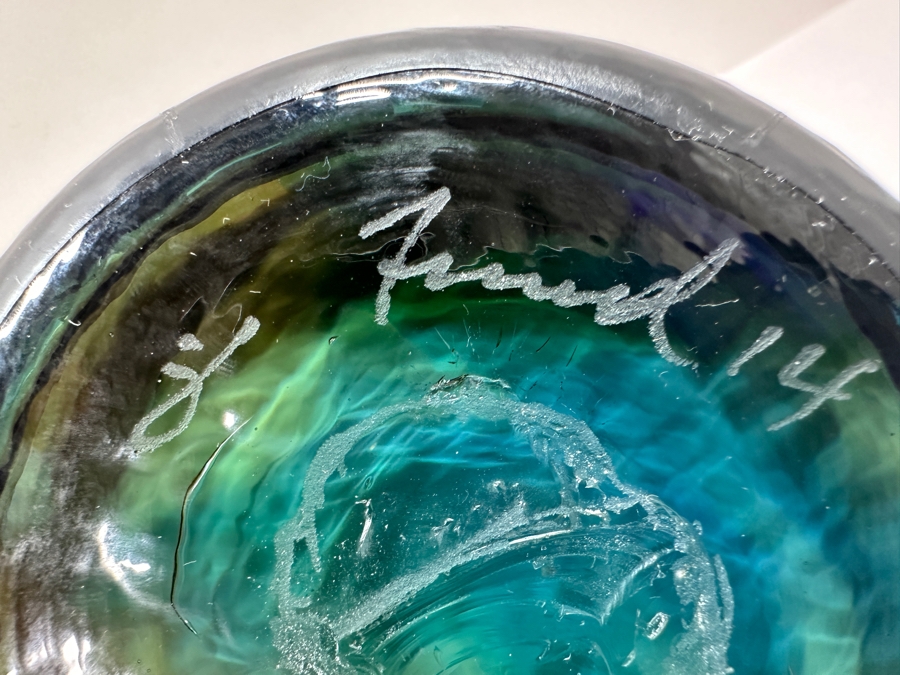 Signed Art Glass Urn Jar With Fish Finial 16'H [Photo 16]