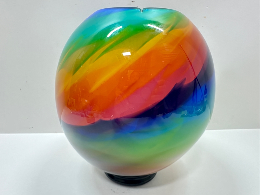 Signed Art Glass Urn Jar With Fish Finial 16'H [Photo 10]