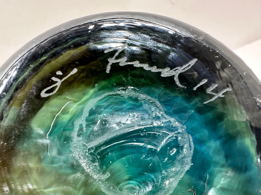 Signed Art Glass Urn Jar With Fish Finial 16'H [Photo 14]