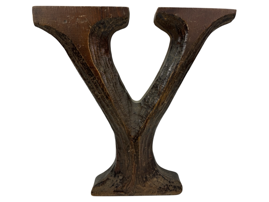 Carved Wooden 'Y' Wall Plaque 11W X 11.5H [Photo 1]