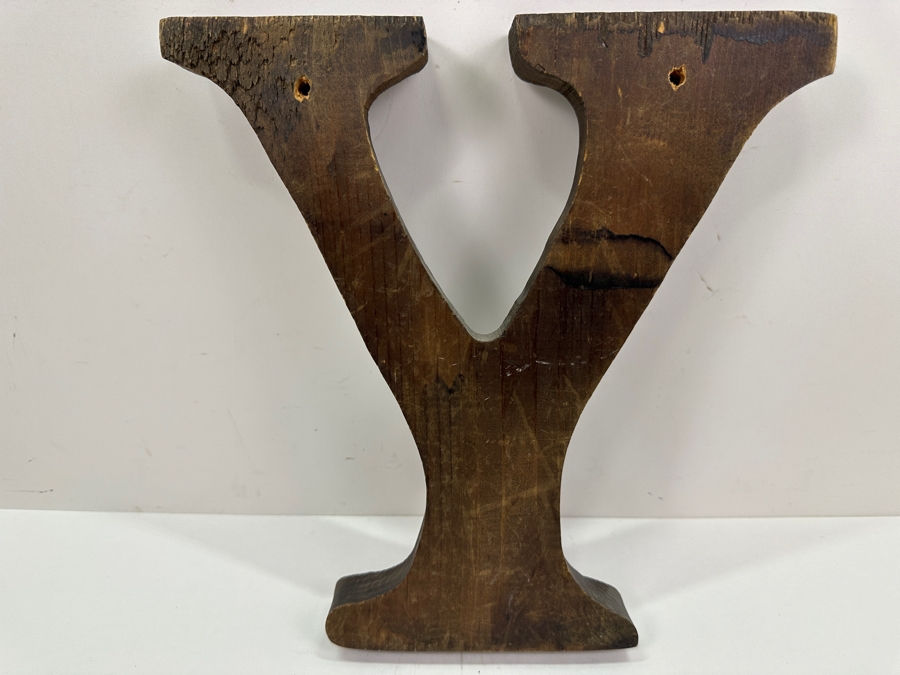 Carved Wooden 'Y' Wall Plaque 11W X 11.5H [Photo 3]