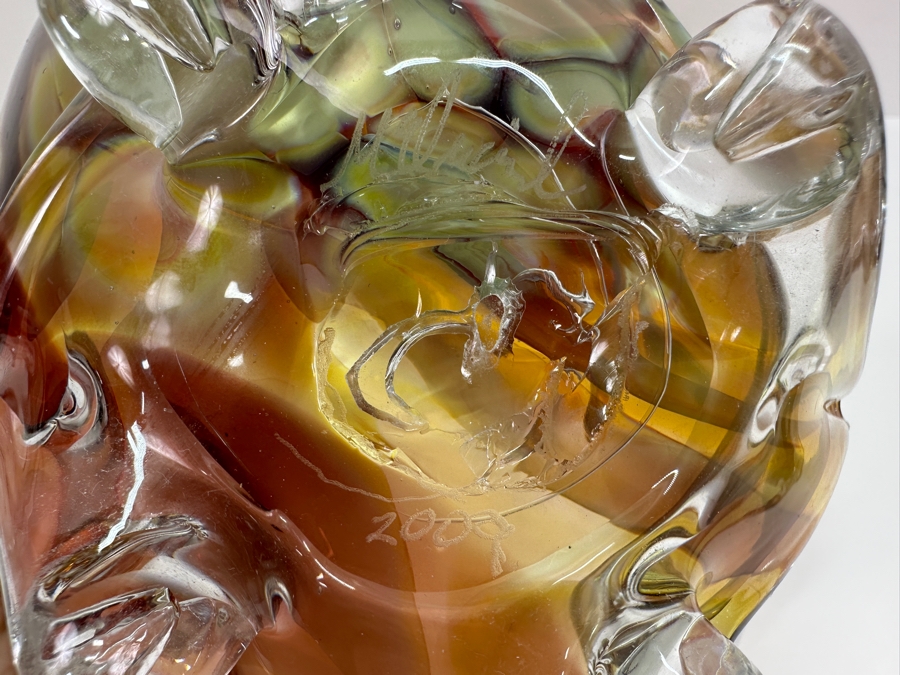 2009 Artist Signed Art Glass Centerpiece Bowl 16'W X 11'D X 7.5'H [Photo 11]