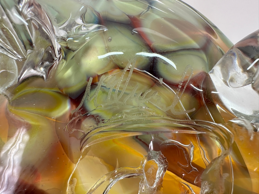 2009 Artist Signed Art Glass Centerpiece Bowl 16'W X 11'D X 7.5'H [Photo 13]