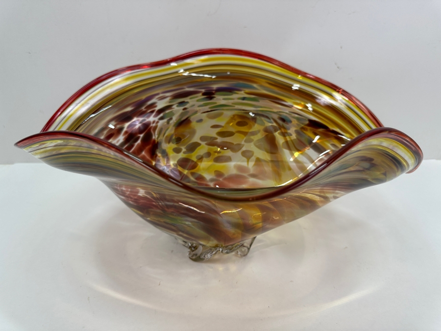 2009 Artist Signed Art Glass Centerpiece Bowl 16'W X 11'D X 7.5'H [Photo 6]