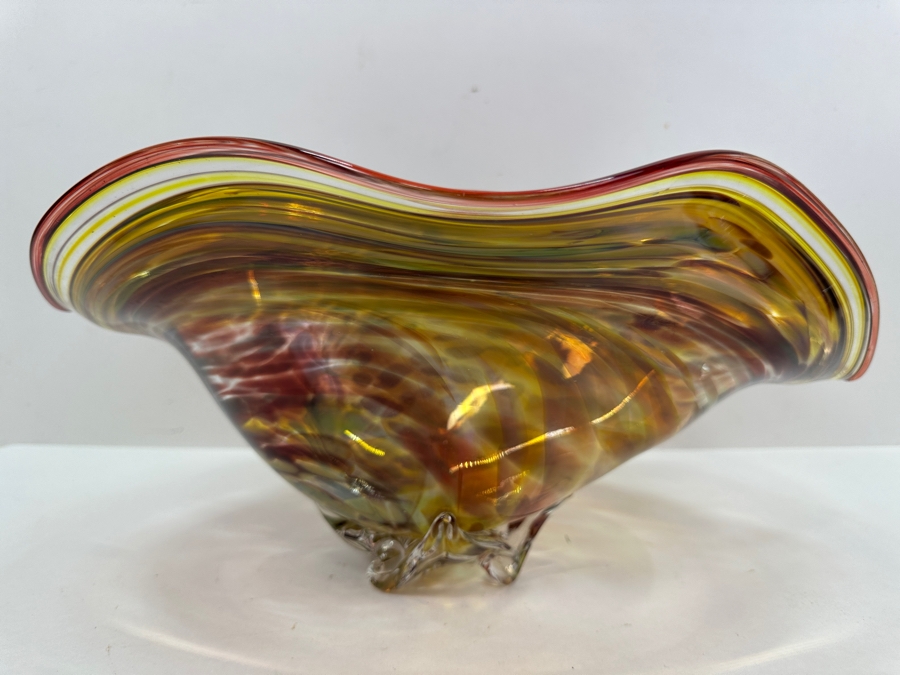 2009 Artist Signed Art Glass Centerpiece Bowl 16'W X 11'D X 7.5'H [Photo 4]