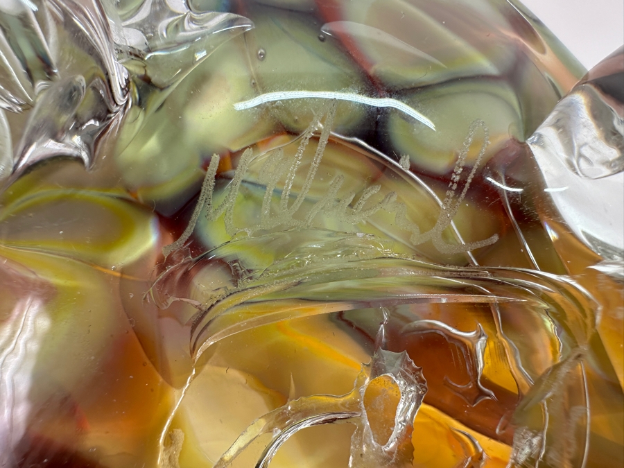 2009 Artist Signed Art Glass Centerpiece Bowl 16'W X 11'D X 7.5'H [Photo 14]