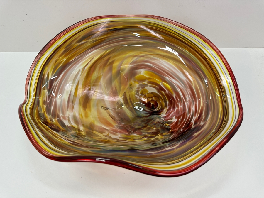 2009 Artist Signed Art Glass Centerpiece Bowl 16'W X 11'D X 7.5'H [Photo 10]