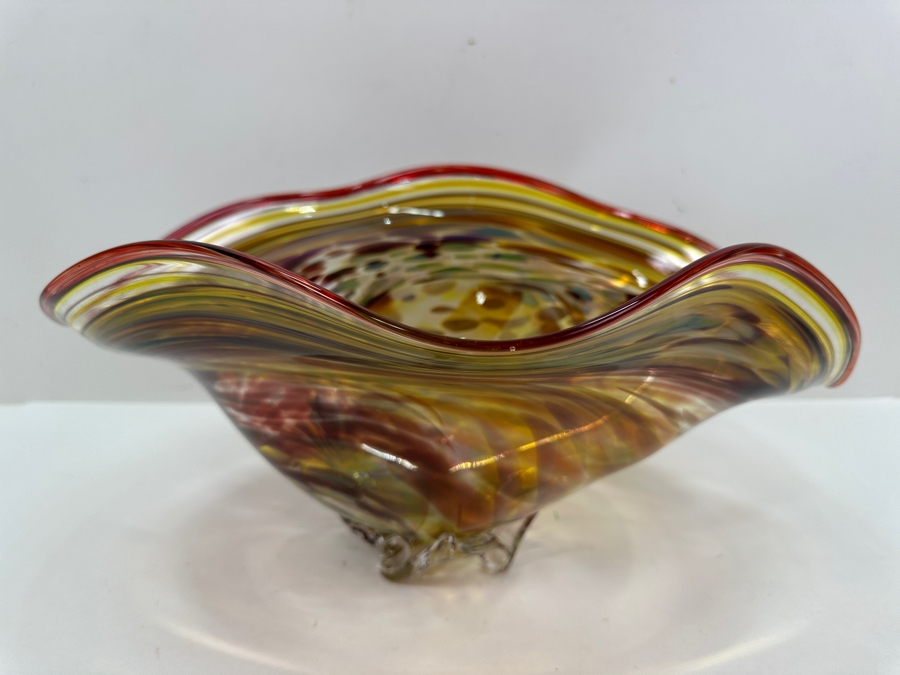 2009 Artist Signed Art Glass Centerpiece Bowl 16'W X 11'D X 7.5'H [Photo 3]