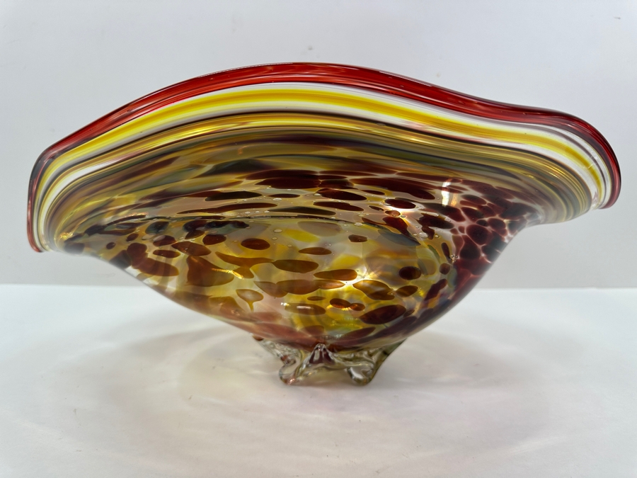 2009 Artist Signed Art Glass Centerpiece Bowl 16'W X 11'D X 7.5'H [Photo 9]