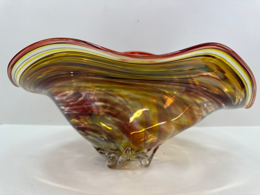2009 Artist Signed Art Glass Centerpiece Bowl 16'W X 11'D X 7.5'H [Photo 5]