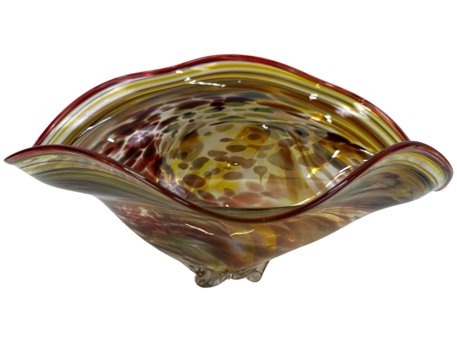 2009 Artist Signed Art Glass Centerpiece Bowl 16'W X 11'D X 7.5'H [Photo 1]