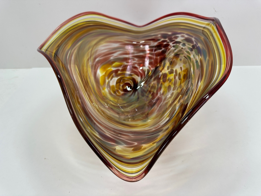 2009 Artist Signed Art Glass Centerpiece Bowl 16'W X 11'D X 7.5'H [Photo 7]