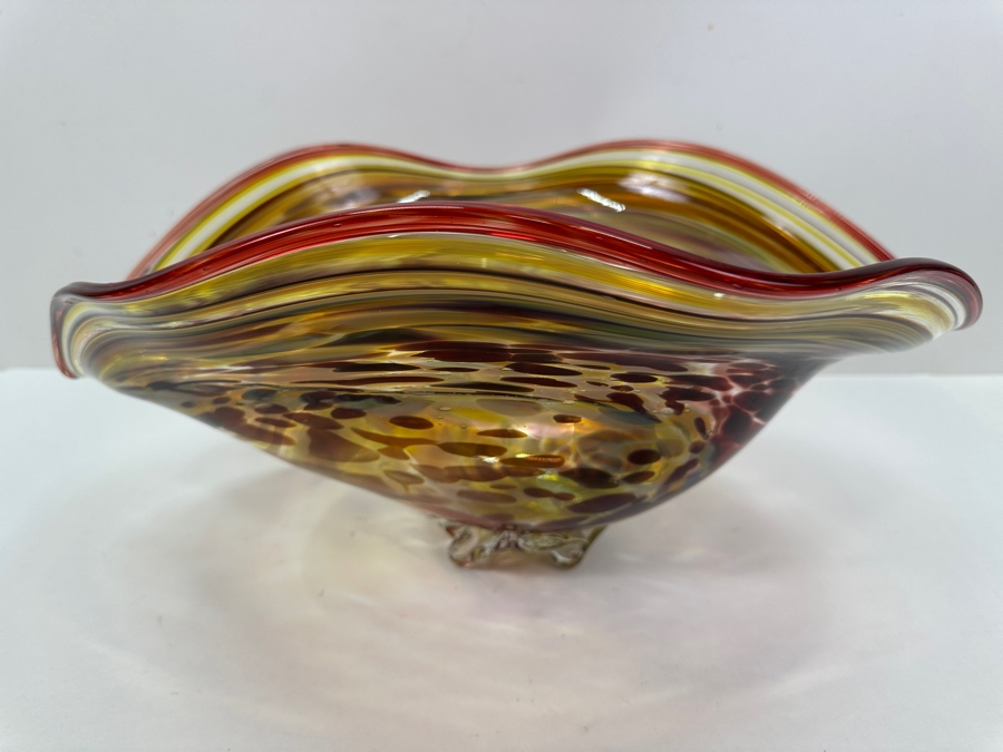 2009 Artist Signed Art Glass Centerpiece Bowl 16'W X 11'D X 7.5'H [Photo 8]